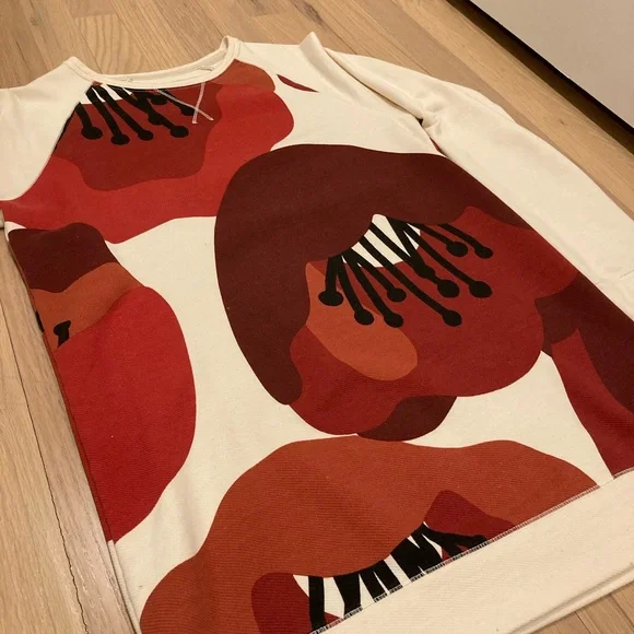 Burton Marimekko Floral Long Sleeve Top - Red and Cream - Picture 2 of 7